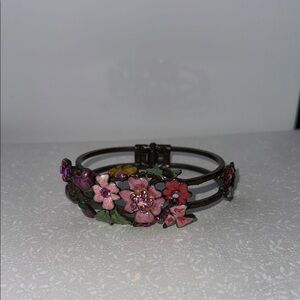 Pink‎ and Purple Floral Bracelet with Artisanal Charm